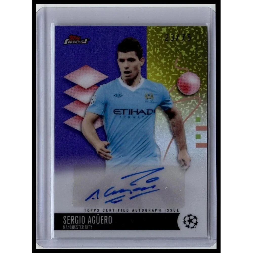 2025-26 Finest UEFA Sergio Agüero #BA-SA Manchester City Base Auto Purple #/75
